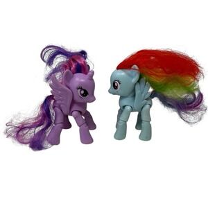 My Little Pony G4 3in Jointed Rainbow Dash & Twilight Sparkle Figures Lot Ponies